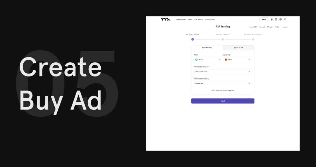 TetherTradeHub create a buy ad screen