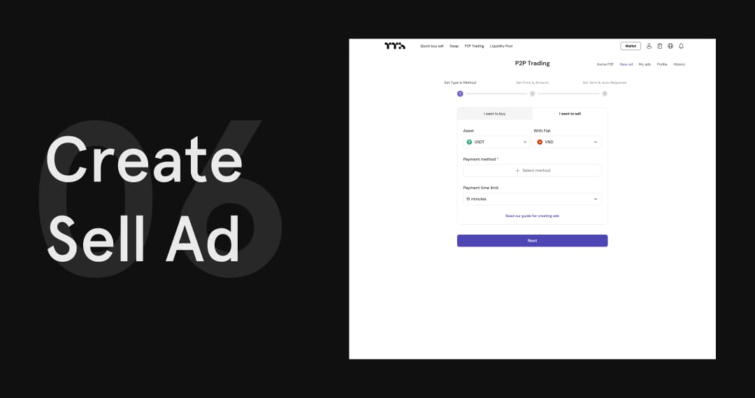 TetherTradeHub create a sell ad screen